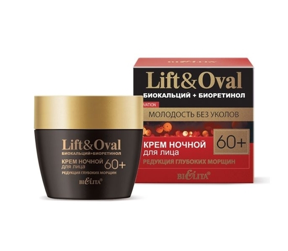 Крем для лица Lift и Oval 60+, ночной редукция глубоких морщин, 50 мл, Белита