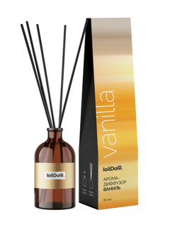 Аромадиффузор для дома LoliDom Ваниль, с палочками, 50 мл