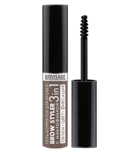 Гель-корректор для бровей Brow styler с микрофиброй 3 в 1, тон 4, LUXVISAGE,  5,5 г