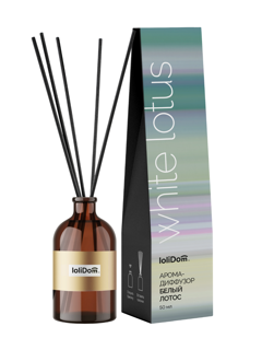 Аромадиффузор для дома LoliDom Белый лотос, с палочками, 50 мл