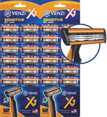 Станок бритвенный Venzi X3 одноразовый, 3 лезвия,Green Paper