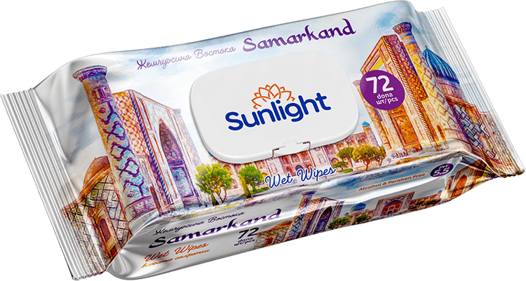 Салфетки влажные (Самарканд, Бухара, Ташкет) 72 шт,  Sunlight